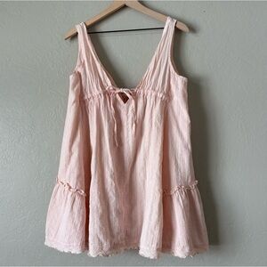 Cotton Y2K mini baby doll dress pink ruffles M